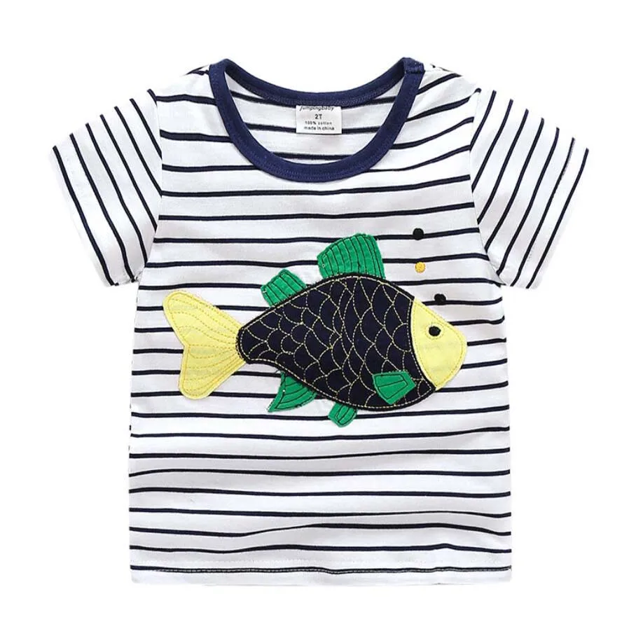 Футболка для малышей футболки из чистого хлопка с короткими рукавами и рисунком