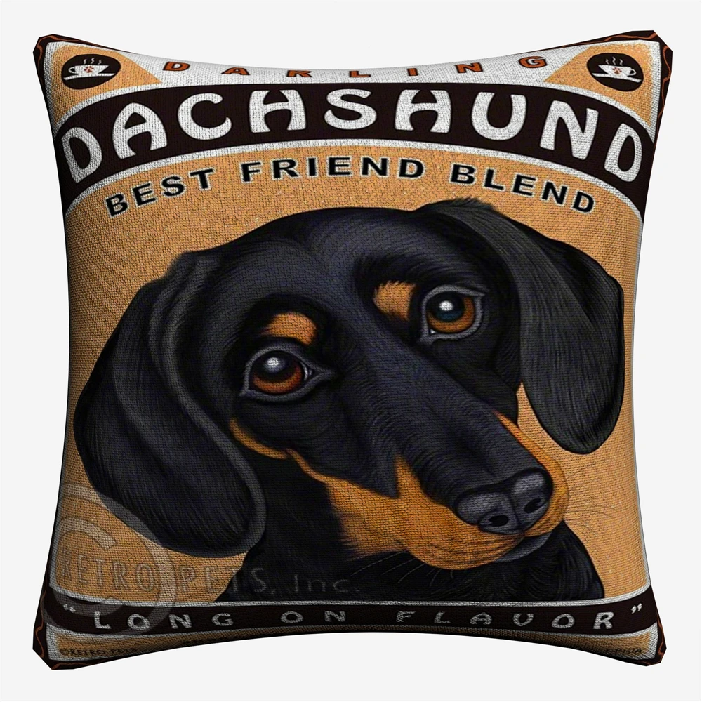 Dachshund Art Dog Pet Decorative Pillow Covers For Sofa Home Decor Linen Cushion Case 45x45cm Throw Cases | Дом и сад
