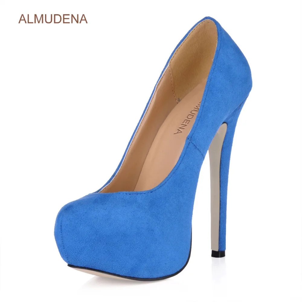 ALMUDENA/Новое поступление замшевые модельные туфли лодочки на платформе цвет