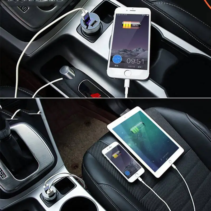 Автомобильное зарядное устройство с двойным USB 5V 3.1A быстрое светодиодный дисплей