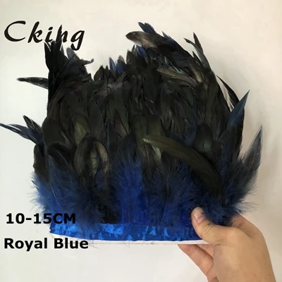royal blue 10 метров натуральный Конке перо планки 10-15 см петух шлапен Hackle ленты diy домашние Швейные материалы - Цвет: royal blue