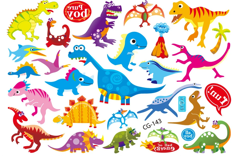 2 шт. Динозавры юрского периода тату наклейки водонепроницаемые Переводные