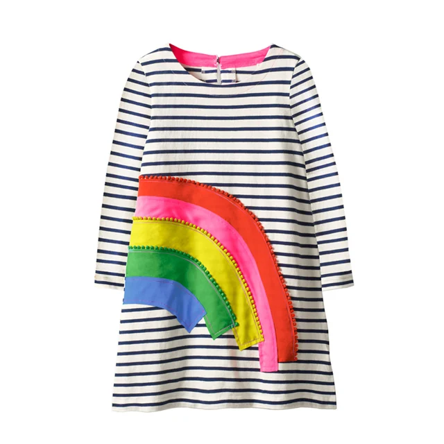 Rainbow Платье принцессы с цветочным рисунком; Одежда для девочек; платья для девочек; повседневная одежда; детское праздничное платье для школы; сезон осень-зима; Детский костюм - Цвет: Rainbow
