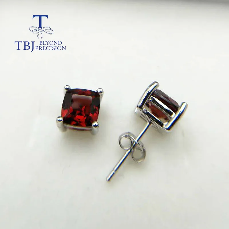Женские серьги в форме подушки TBJ ювелирные украшения с натуральными гранатами