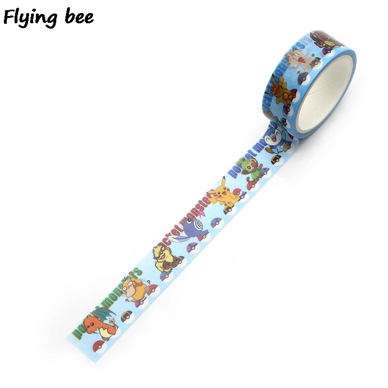 1 Flyingbee 15 мм X 5 м Бумага васи клейкие ленты Пикачу милый клейкая лента DIY Скрапбукинг наклейка этикетка маскирующая лента X0317 - Цвет: 1