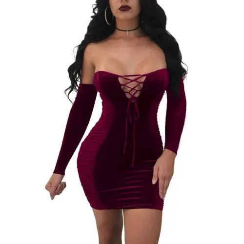 

Sexy Women Cross-Tied Drawstring Dress Long Sleeve Fashion Short Mini Dress Evening Party Dresses