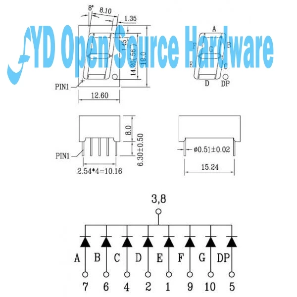 5 шт. 4bit 4 бит общий анод цифровая трубка 0,3" 0,36 дюймов красный светодиодный-значный 7-сегментный