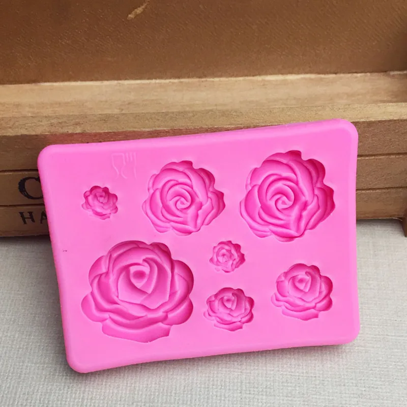 New 7 grid Rose Flowers Shaped Fondant Silicone Mold Craft Chocolate Baking Cake Decorating Tools kitchen Pastry Tool | Дом и сад