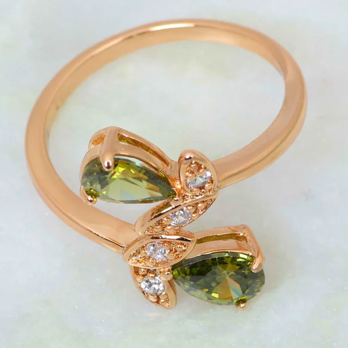 Новый 2019 кольца для Для женщин зеленый фианит Модные украшения кольцо из желтого