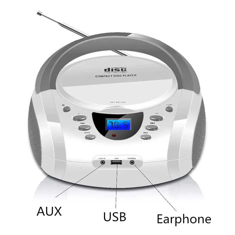 Lonpoo Бумбокс Динамик Bluetooth Портативный CD плеер USB Стерео FM радио AUX наушников
