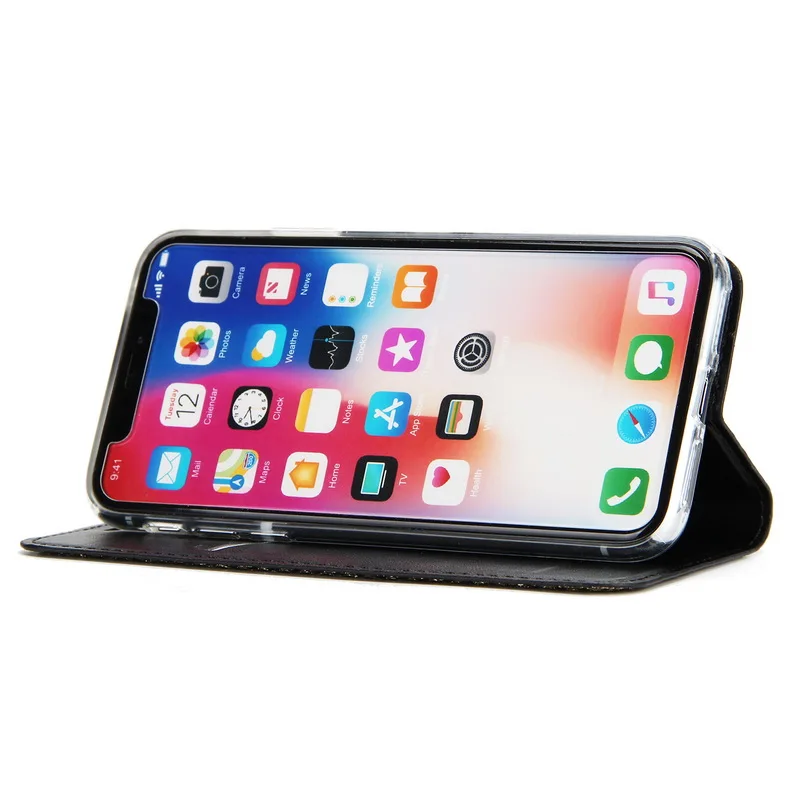 Магнитный Блестящий флип-кошелек, чехол для телефона для iPhone X, 7, 7 Plus, 8, 8 Plus, 6, 6 plus, 6 S, s Plus, кожаный держатель для карт, полный Чехол