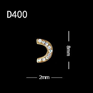 D400 10 шт./лот,, амулеты, Длинные полосы, стразы, для украшения ногтей, 3D, квадратная форма C, сплав, драгоценные камни для ногтей - Цвет: D400