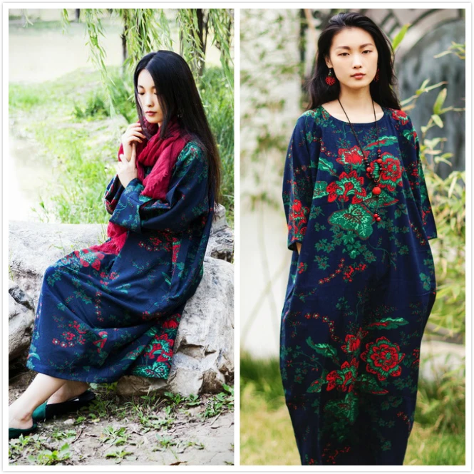 Винтажное красивое зеленое красное цветочное длинное ТРАПЕЦИЕВИДНОЕ женское