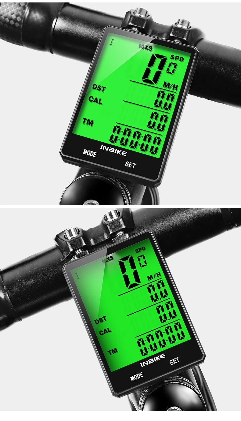INBIKE 2,8 дюймов велосипедный беспроводной компьютер непромокаемый одометр велосипедный спидометр секундомер Подсветка Многофункциональный для езды на велосипеде