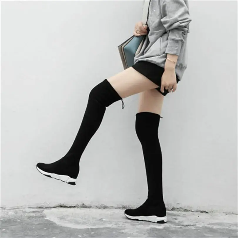 Женские облегающие туфли лодочки цвет черный серый криперы бархатные сапоги на