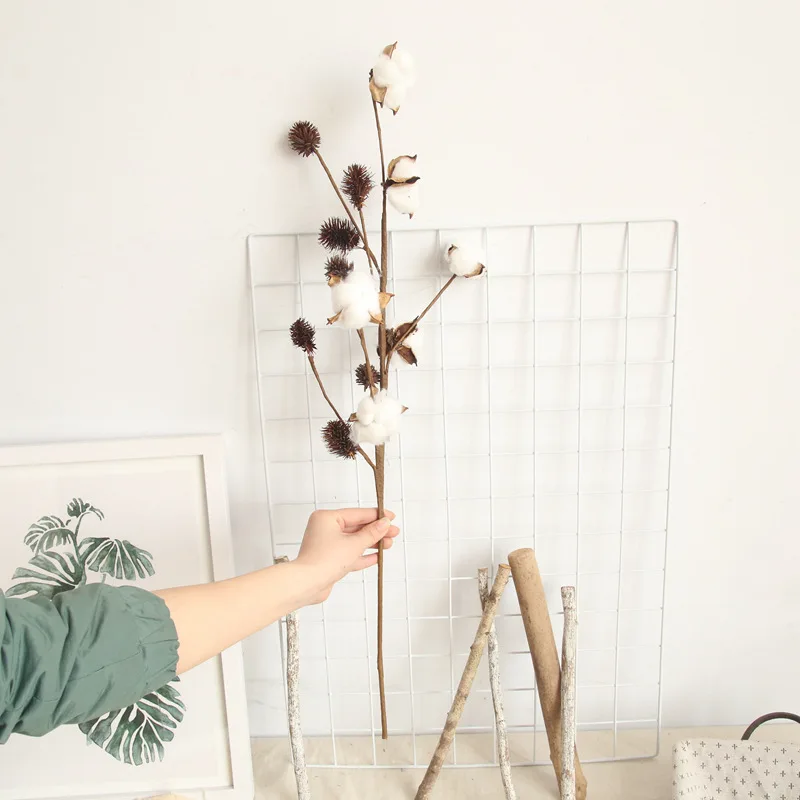 INS Fashion Naturally Dried Cotton Flower Artificial Plants Floral Branch For Wedding Party Room Decoration Home Decor | Дом и сад