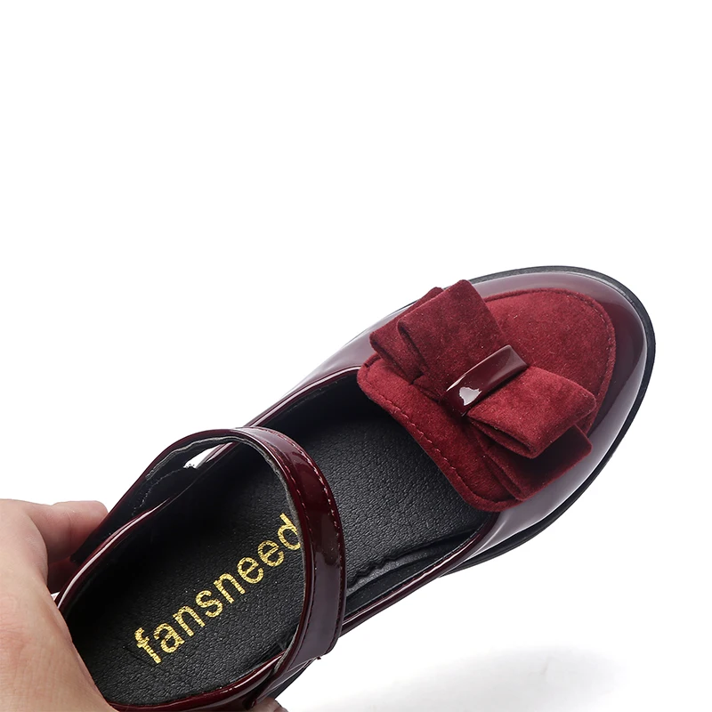 Весенне-осенние модели обуви принцессы для девочек Обувь с бантом Однотонная