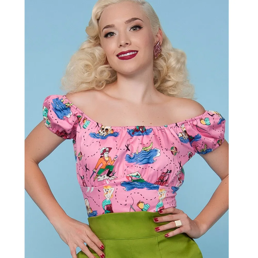 Женский винтажный топ с открытыми плечами в стиле ретро | Женская одежда