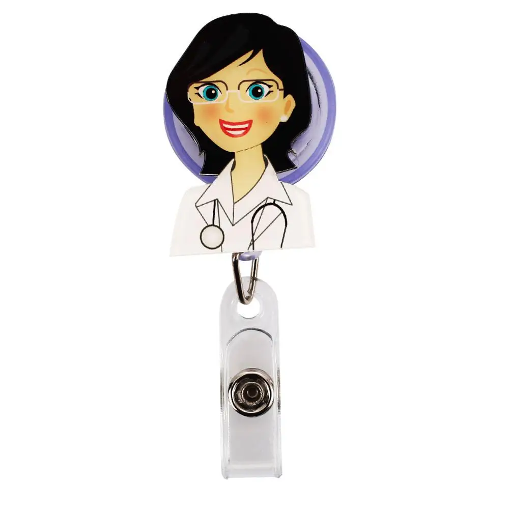 Glasses Female Docto Cobee милый выдвижной держатель для бэйджа катушка Студенческая медсестры выставка ID Enfermera имя карты держатель значка офисные канцелярские принадлежности - Цвет: Glasses Female Docto