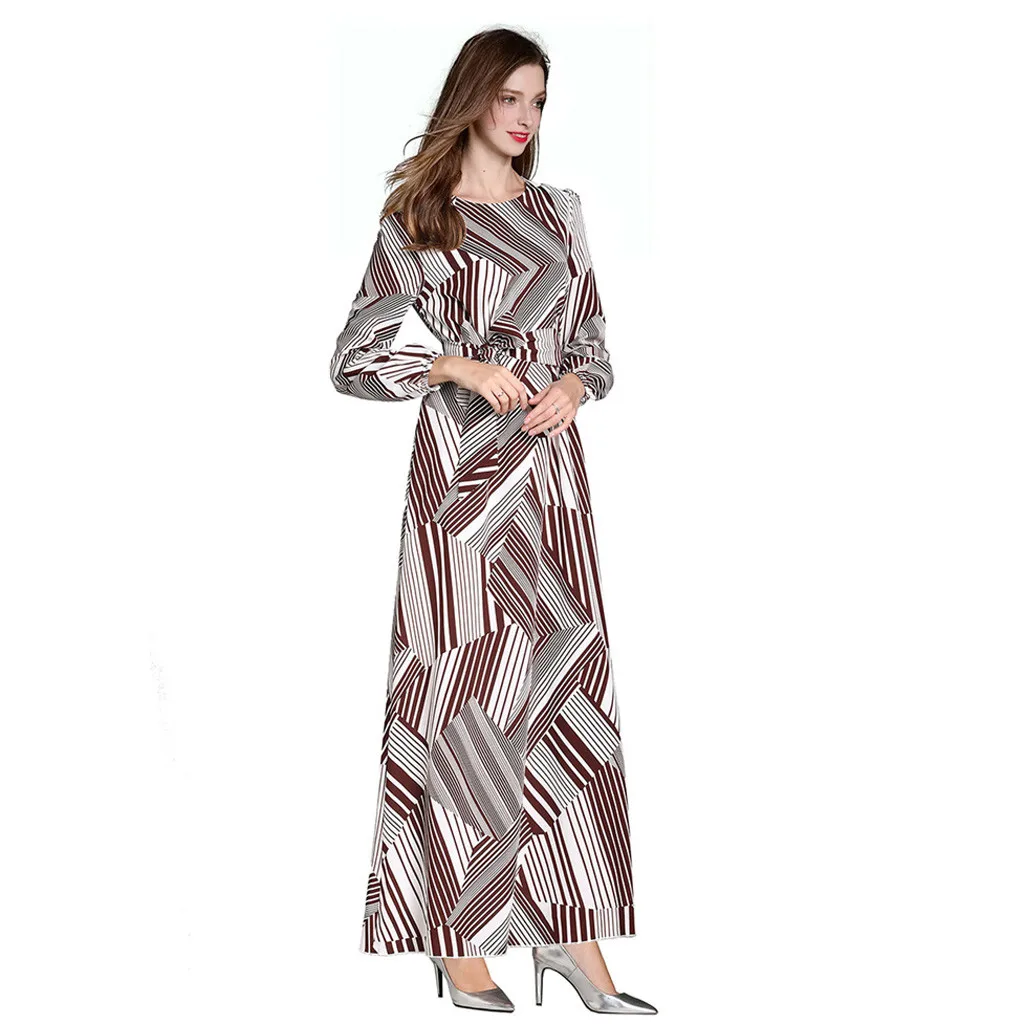 Платье женское винтажное с длинным рукавом и принтом | Женская одежда