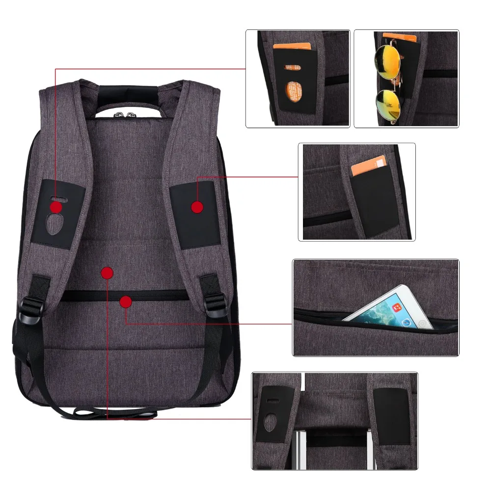Высокая емкость Для мужчин рюкзаки Mochila модные школьные сумки USB зарядки ноутбука