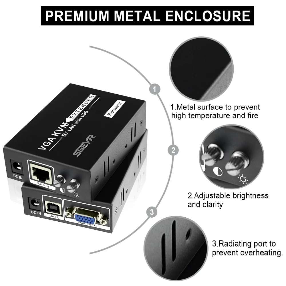 SGEYR 656ft VGA KVM удлинитель USB клавиатура мышь K/M на одном UTP CAT5e/6 RJ45 Сплиттер до 200 м|vga kvm