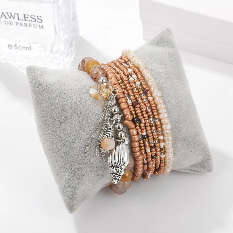 8 шт./лот Многослойные очаровательные металлические раковины кисточки кулон