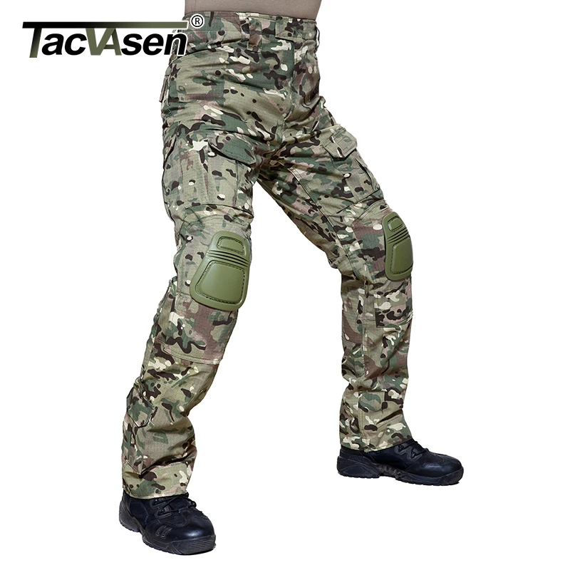 TACVASEN, мужские камуфляжные военные штаны с наколенниками, страйкбол, Мультикам, брюки-карго, армейские солдатские штаны, мужские тактические брюки 40