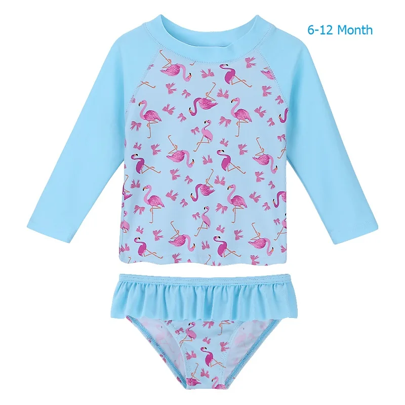 LightBlue 12M BAOHULU/детские купальные костюмы с длинными рукавами и цветочным рисунком для девочек UPF50+ детские купальные костюмы для маленьких девочек - Цвет: LightBlue 12M