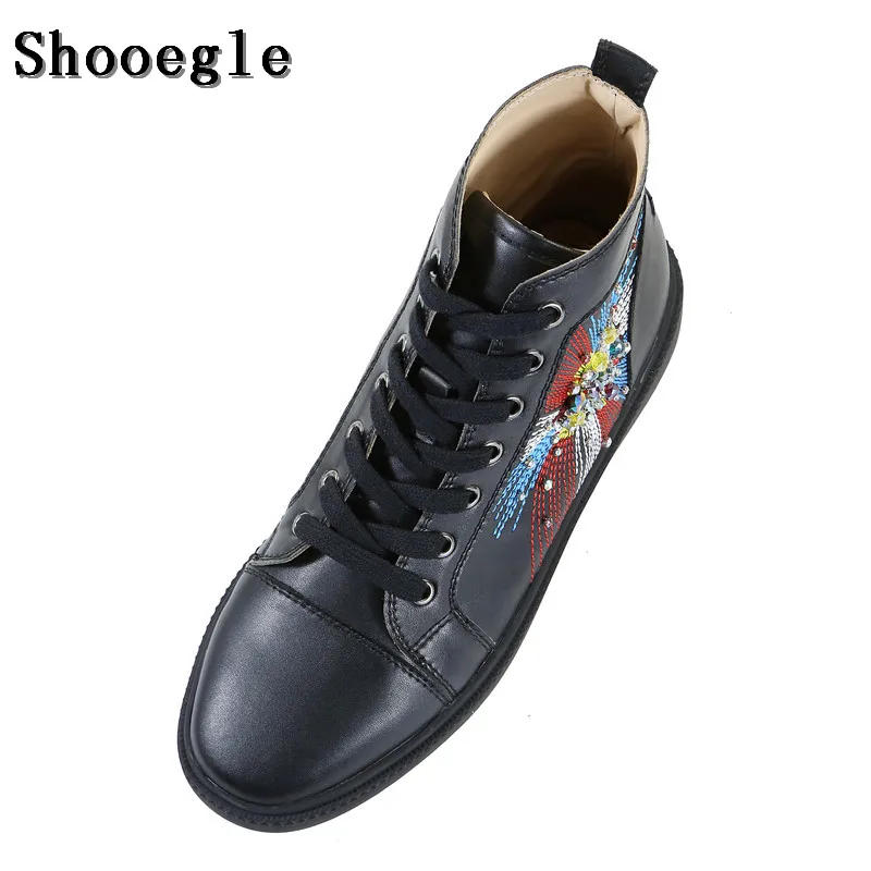 Туфли SHOOEGLE мужские с вышивкой высокие кроссовки эспадрильи платформа