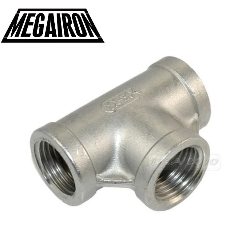 Резьбовая арматура MEGAIRON 1/2 дюйма тройник 3 way F/F фитинги из нержавеющей стали SS304
