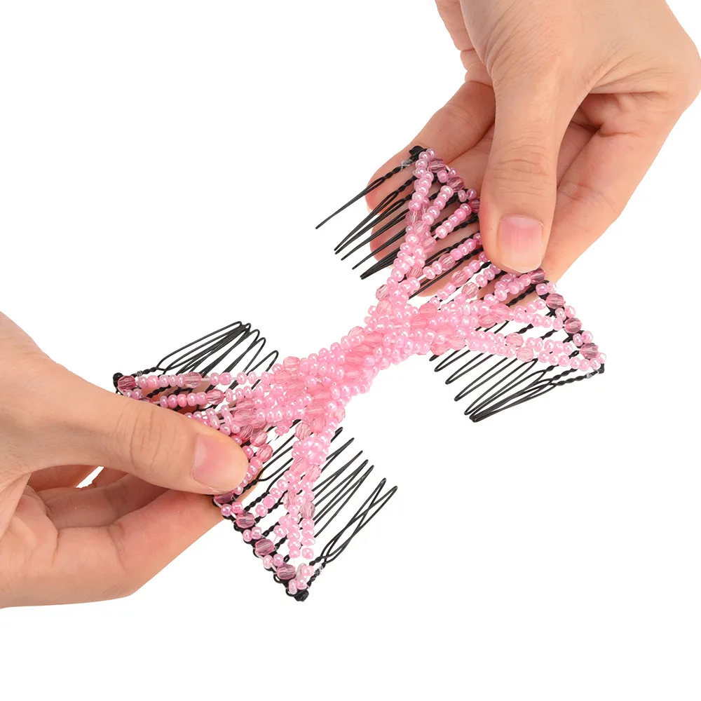 Женская Волшебная расческа эластичная для волос с бусинами металлическая