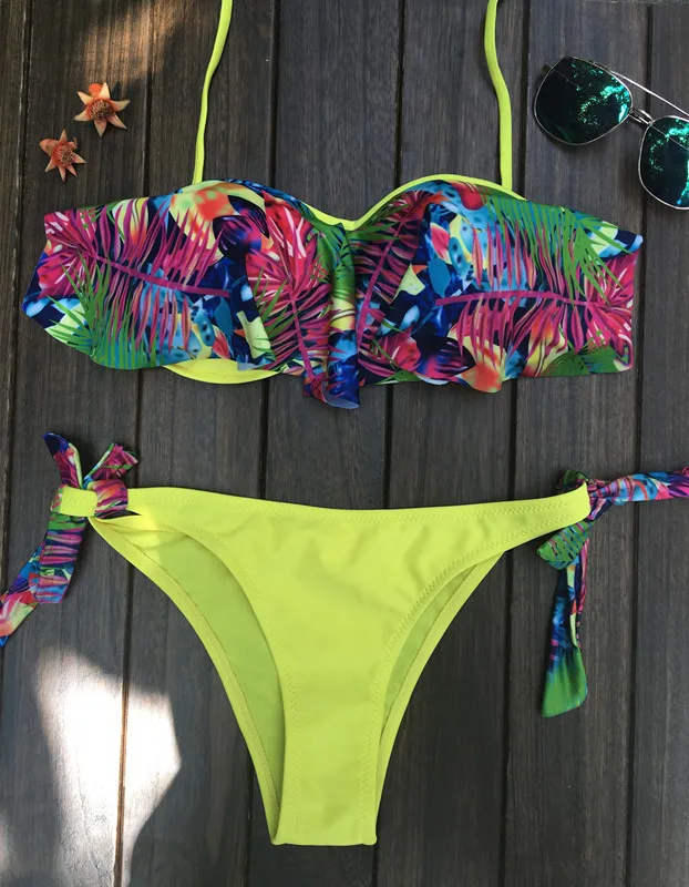 SP & CITY винтажный купальник с тропическими растениями женский из двух частей