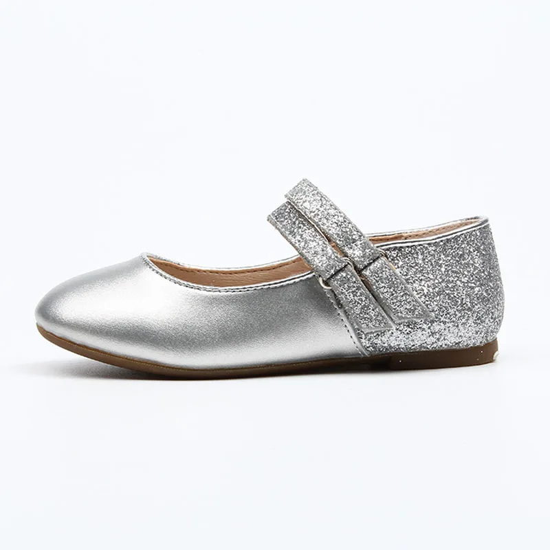 Ботинки детские кожаные на плоской резиновой подошве Размеры 26 30|silver shoes kids|shoes girl