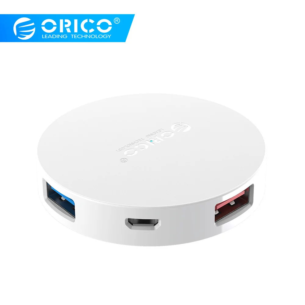 ORICO 4 порта USB 3,0 концентратор Мини портативный OTG Мульти Микро-концентратор USB разветвитель со светодиодный лампой для Macbook ноутбуков ПК планшетов