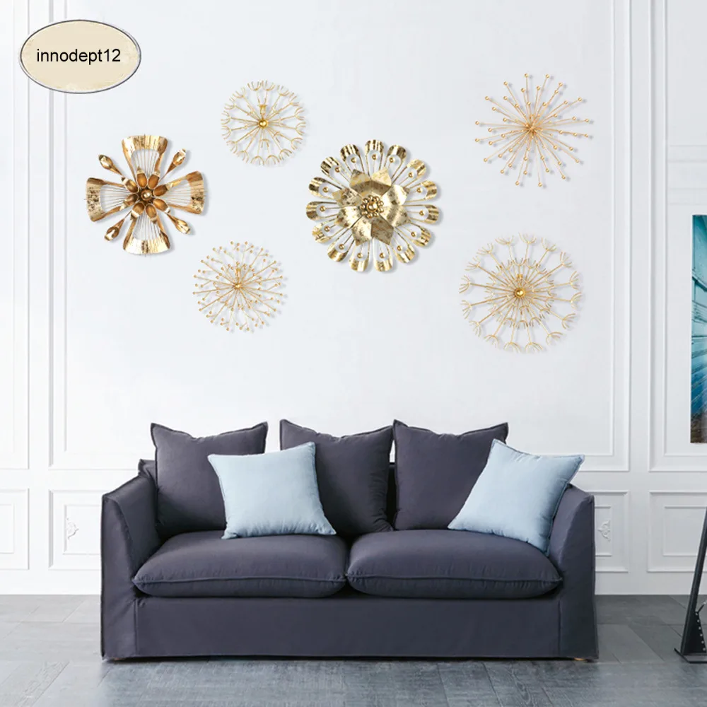 Цвести Аннотация Искусственный Металл Wall Art Home Decor Железный Золотой Стикер Стены Домашнего Декора Комнаты