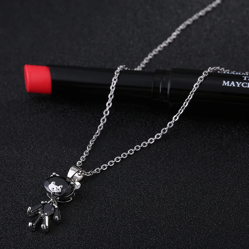 Женское колье с медвежатой цепочкой Manxiuni Серебряное украшение кристаллом из