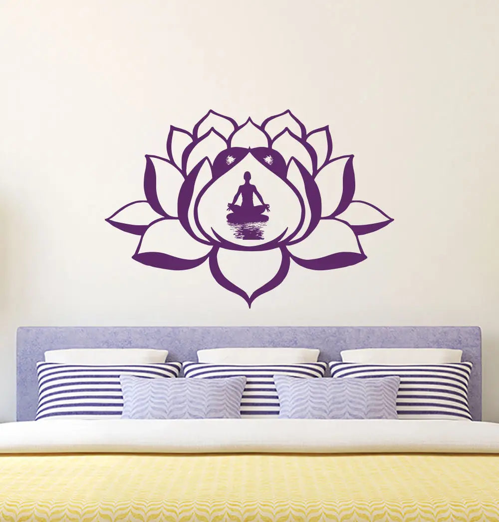 

Lotus Flower Wall Decal Removable Sticky Vinyl Stickers Bedroom Living Room Home Decor Yoga Studio Art Decoration Poster LA083