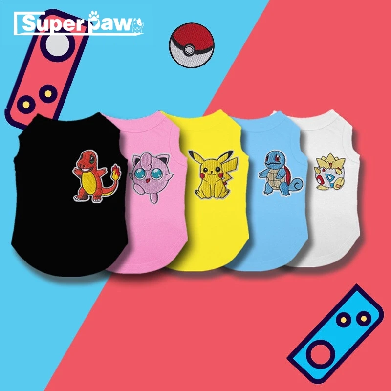 Милые модные детские топы с изображением Pokemon летняя футболка корги Шнауцер жилетка, одежда для домашних животных Одежда для домашних животных кошка собака одежда костюм для мопса GZC20