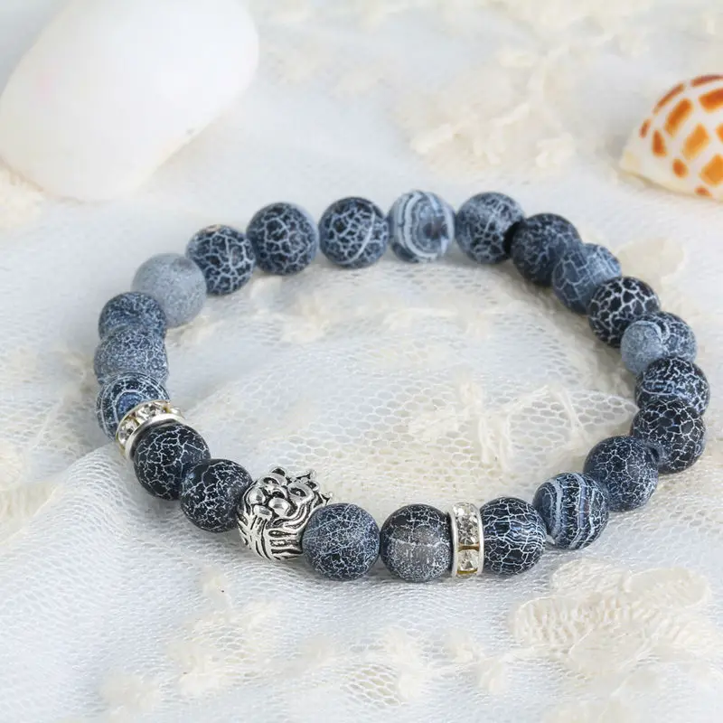 Natural Stones Silver Lion Charm Women Bracelets With Crown Crystal Accessories Men | Украшения и аксессуары