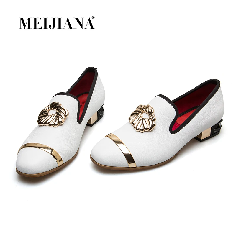 

MEIJIANA 2018 Summer Women Pumps Low Heels Design Nature Genuine Leather Women Loafers Shoes