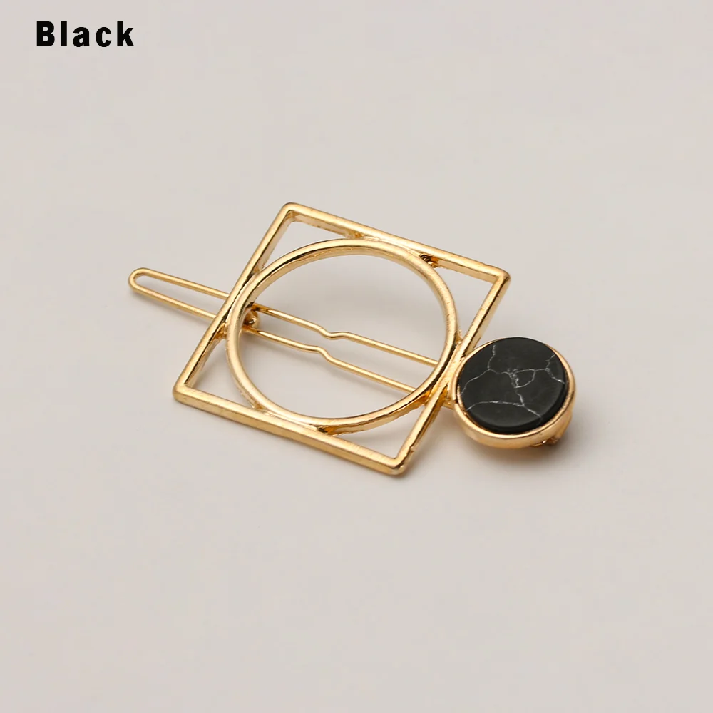 H6 Black 1 шт. минимализм металлические акриловые заколки геометрические круглые прямоугольные формы заколки для волос для женщин аксессуары для волос в Корейском стиле головной убор - Цвет: H6 Black