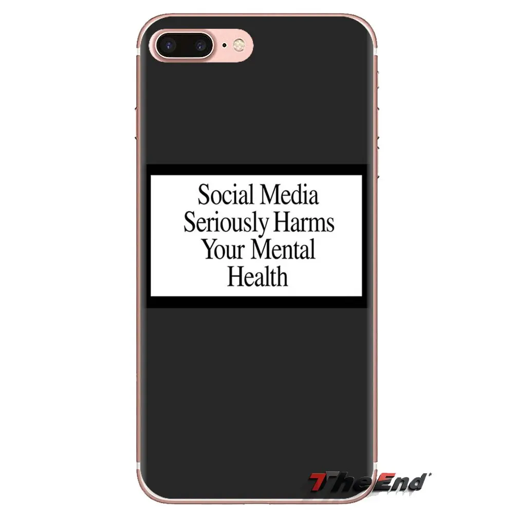For Sony Xperia Z Z1 Z2 Z3 Z5 compact M2 M4 M5 C4 E3 T3 XA Huawei Mate 7 8 Y3II Social Media harms your mental health TPU Covers |