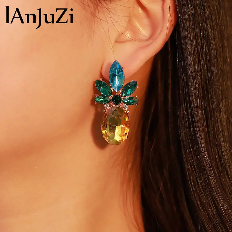 2019 New Cute Fashion Earings Pineapple Earrings Crystal drop EARRINGS For Women Jewelry Lovely Christmas Gift Wholesale | Украшения и