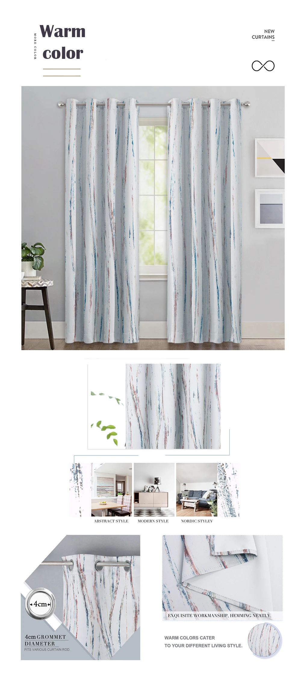 NICETOWN 1 шт. модный простой волнистый принт затемненные люверсы для штор, живопись, мазки для гостиной, офиса, Роскошный домашний декор