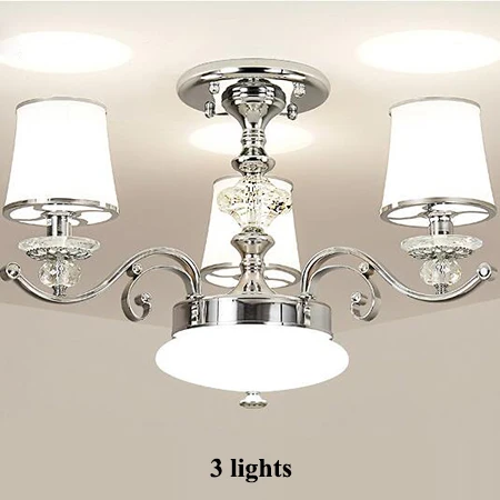 3 lights Современный, хромированный, металлический светодиодные люстры Гостиная с украшением в виде кристаллов Светодиодная потолочная люстра лампа Обеденная Стекло люстра лампа - Цвет абажура: 3 lights