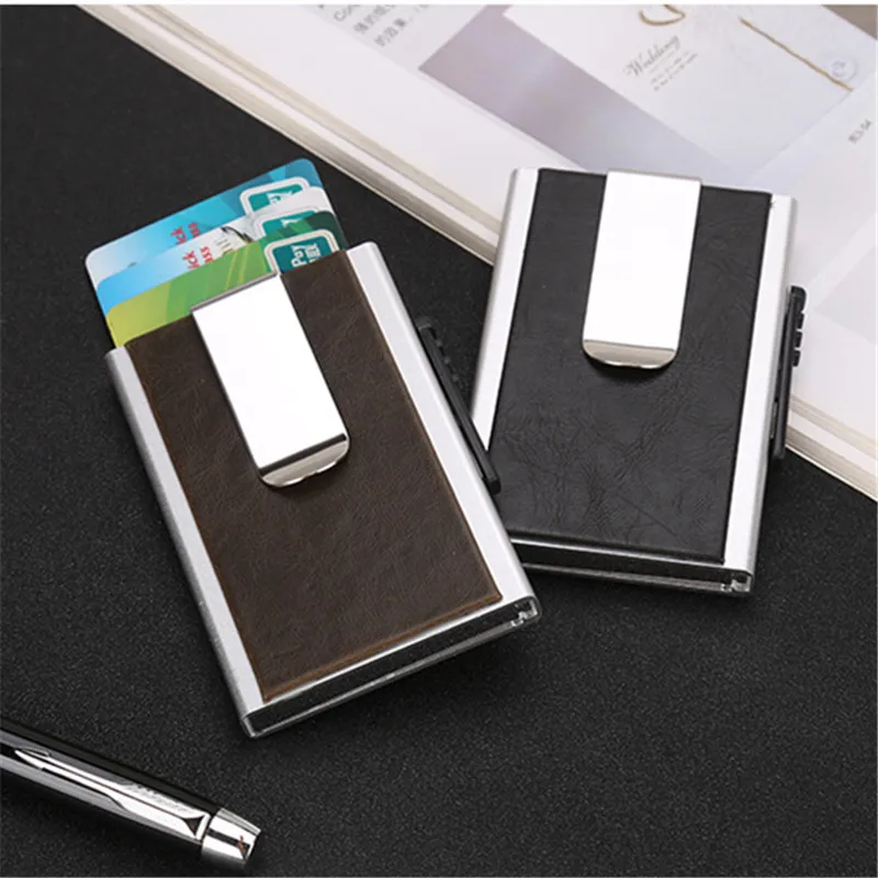 BISI GORO 2018 New Men&Women Aluminum Alloy Card Holder Fashion RFID Credit Antitheft PU Leather Business Unisex | Багаж и сумки