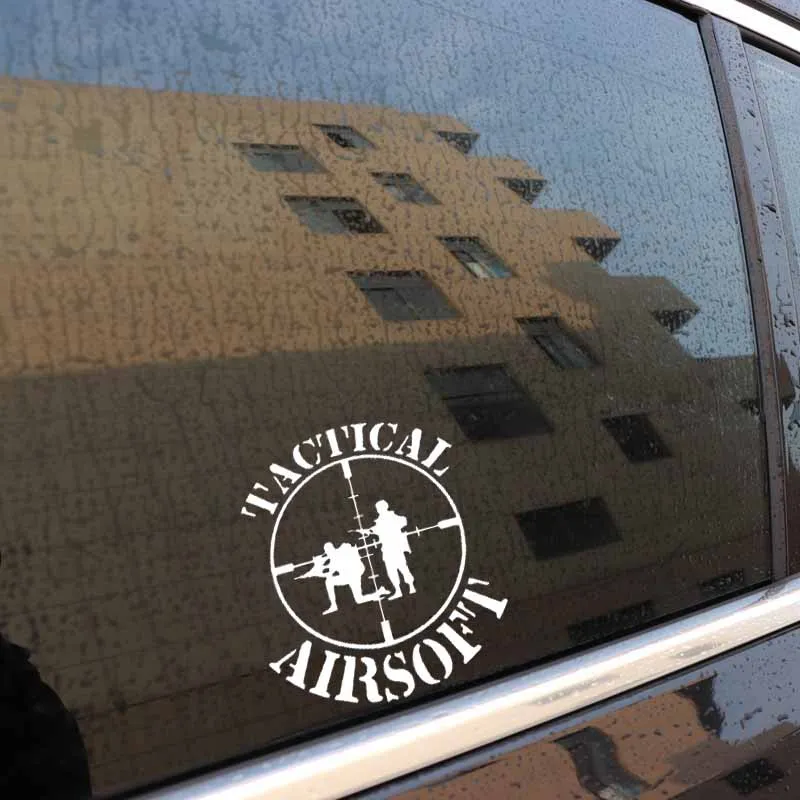 YJZT 14.7X16.5CM Cartoon AIRSOFT Tactical Gun Vinyl Decal Jdm Car Sticker Black/Silver C26-0109