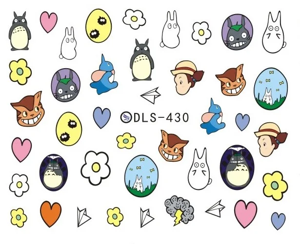 DLS430 DLS421-439, модные наклейки для ногтей, маленькая водная переводная фольга, наклейки для ногтей, Мультяшные, Харадзюку, Рождественская лиса, лягушка, наклейка, украшение для ногтей - Цвет: DLS430