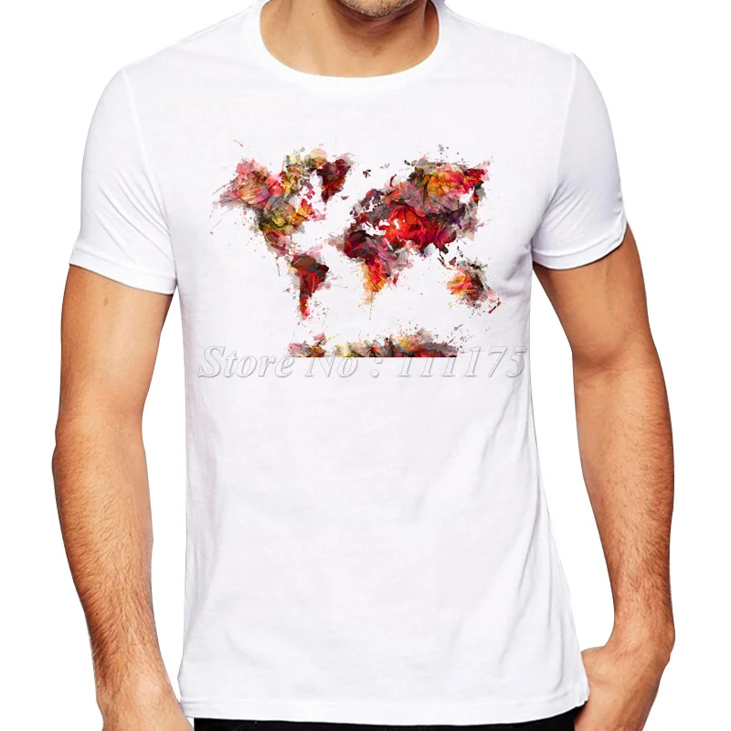 2019 мужская летняя модная футболка с принтом будущая карта мира